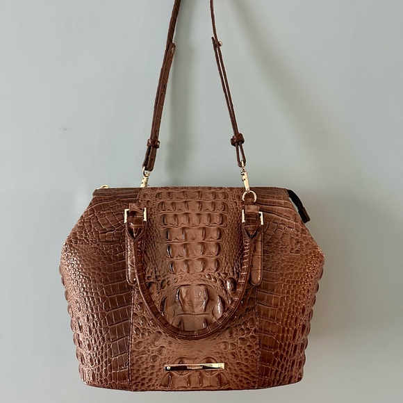 Brahmin Chocolate Crocodile Embossed Shoulder Purse - Picture 2 of 8